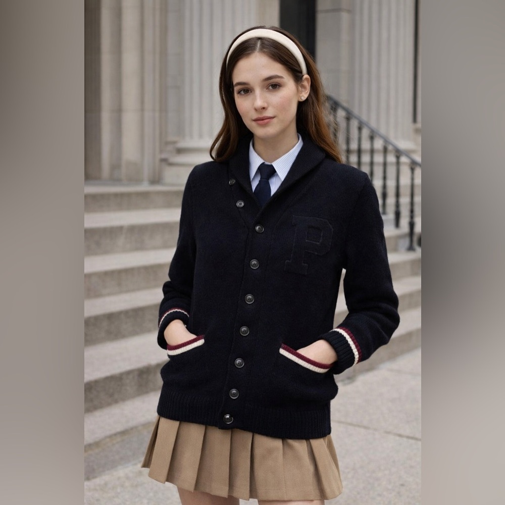 A-20 Vintage letterman Polo by Ralph Lauren 100% wool cardigan